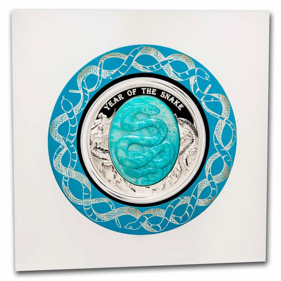 2025 Solomon Islands Mother of Pearl Year of the Snake 5 oz Silver - CoinsTV