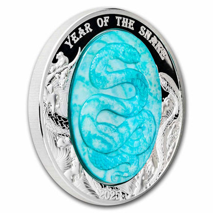 2025 Solomon Islands Mother of Pearl Year of the Snake 5 oz Silver - CoinsTV