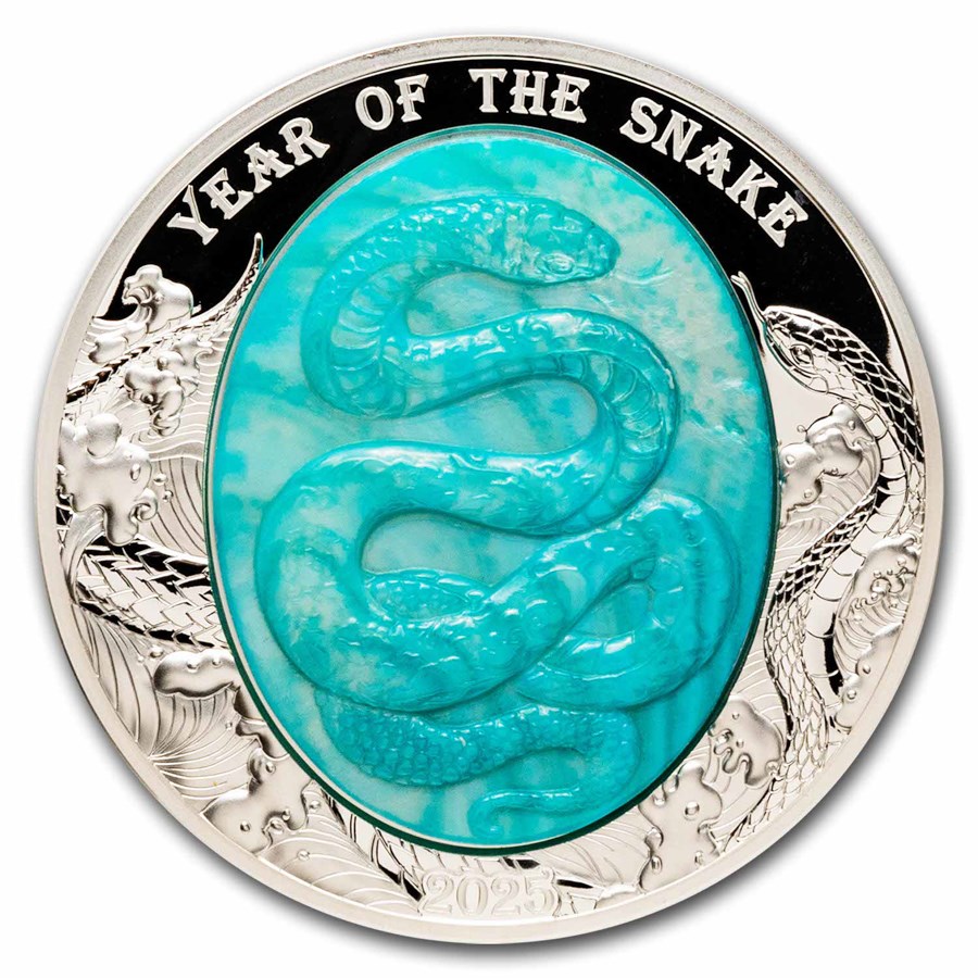 2025 Solomon Islands Mother of Pearl Year of the Snake 5 oz Silver - CoinsTV
