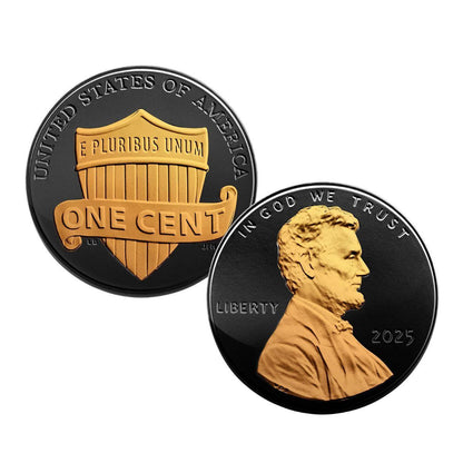 2025 US Penny One Cent Final Issue BU - Black Ruthenium with 24K Gold Plated Highlights - CoinsTV