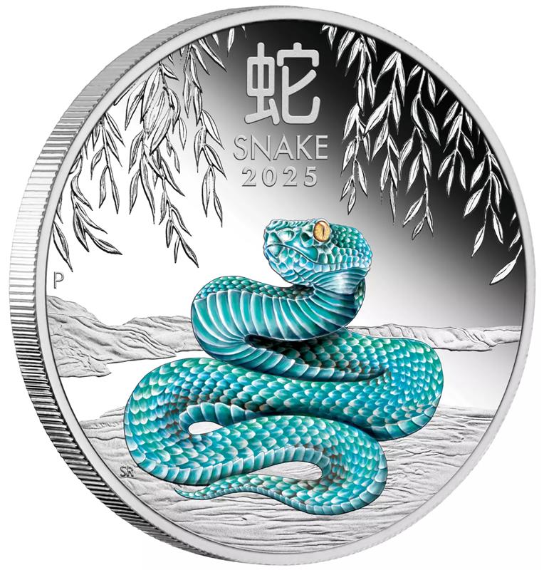 2025 Australia Lunar Year of the Snake Colorized Proof 1 oz Silver - CoinsTV