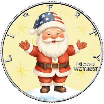 2025 Silver Eagle Christmas Ornaments - Santa Claus