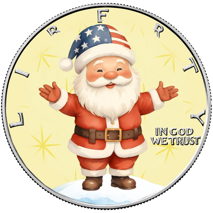 2025 Silver Eagle Christmas Ornaments - Santa Claus