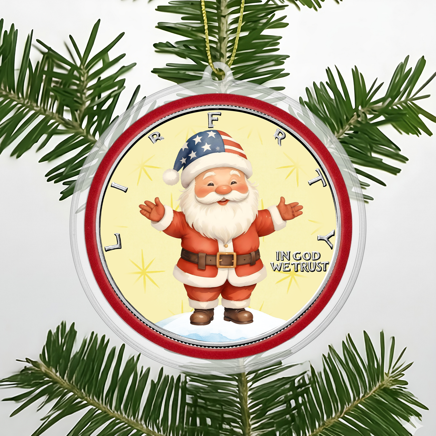 2025 Silver Eagle Christmas Ornaments - Santa Claus
