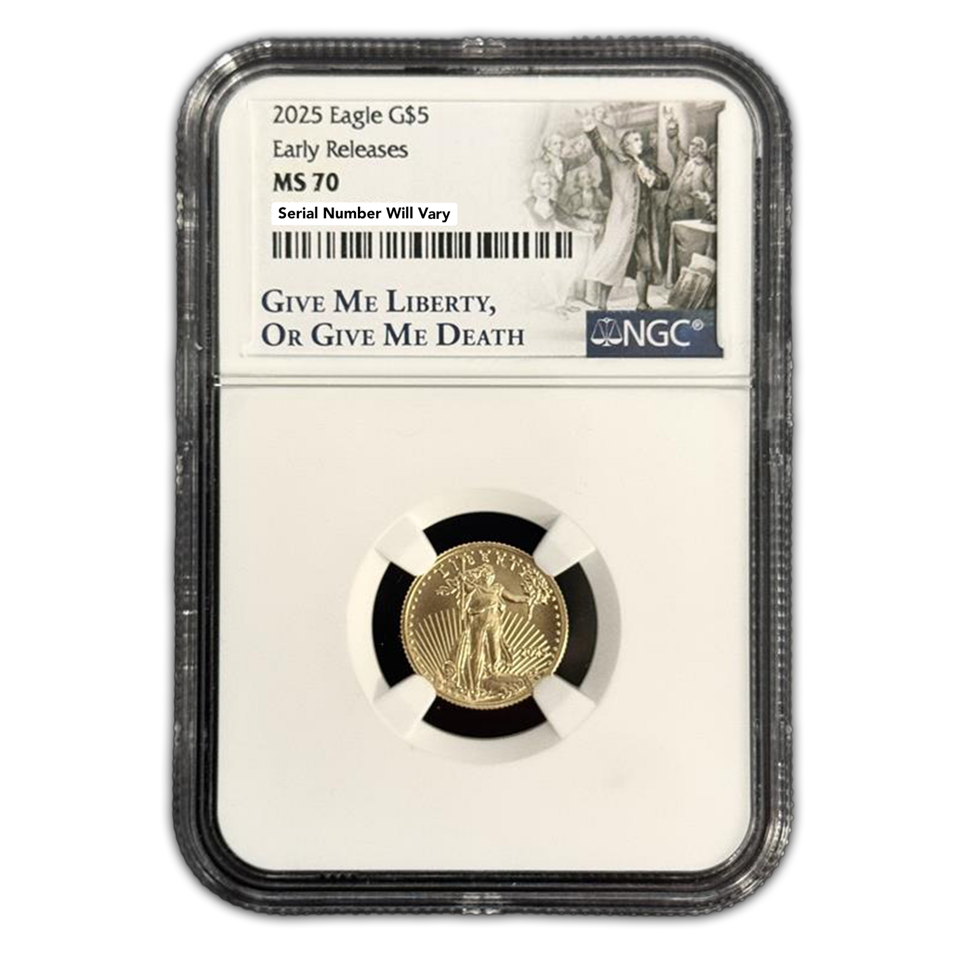 2025 $5 Gold Eagle - Founding Fathers Label - NGC MS70 Early Releases - CoinsTV