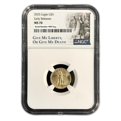 2025 $5 Gold Eagle - Founding Fathers Label - NGC MS70 Early Releases - CoinsTV