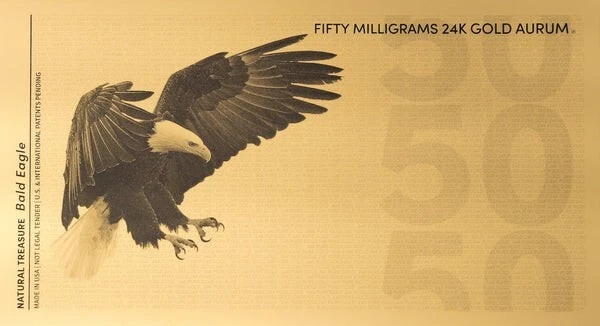 2024 Bald Eagle 50mg 24K Gold Aurum Note - CoinsTV