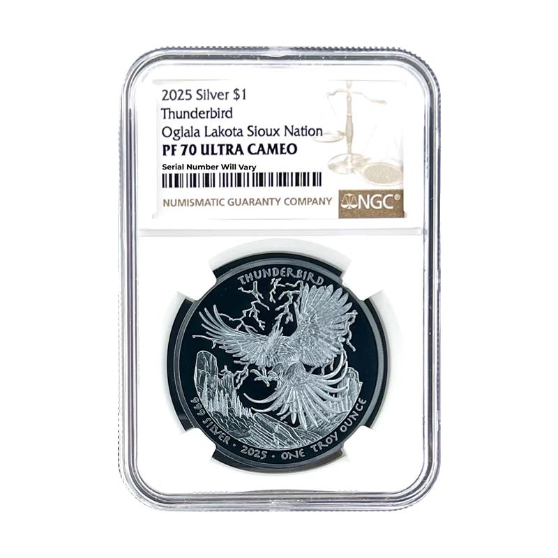 2025 Sioux Nation Thunderbird Black Proof 1 oz Silver Coin - NGC PF 70 UCAM - CoinsTV