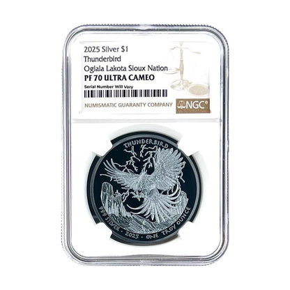 2025 Sioux Nation Thunderbird Black Proof 1 oz Silver Coin - NGC PF 70 UCAM - CoinsTV