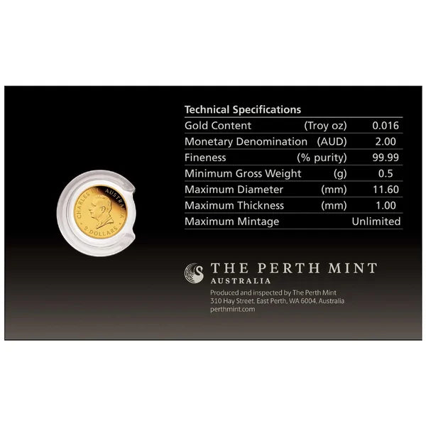 2026 Australia Kangaroo Mini Roo 0.5 gram Gold Coin in Card