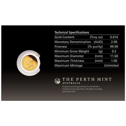 2026 Australia Kangaroo Mini Roo 0.5 gram Gold Coin in Card