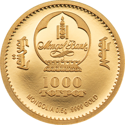 2026 Mongolia Chinggis Khaan 1/2 Gram Gold Proof Coin