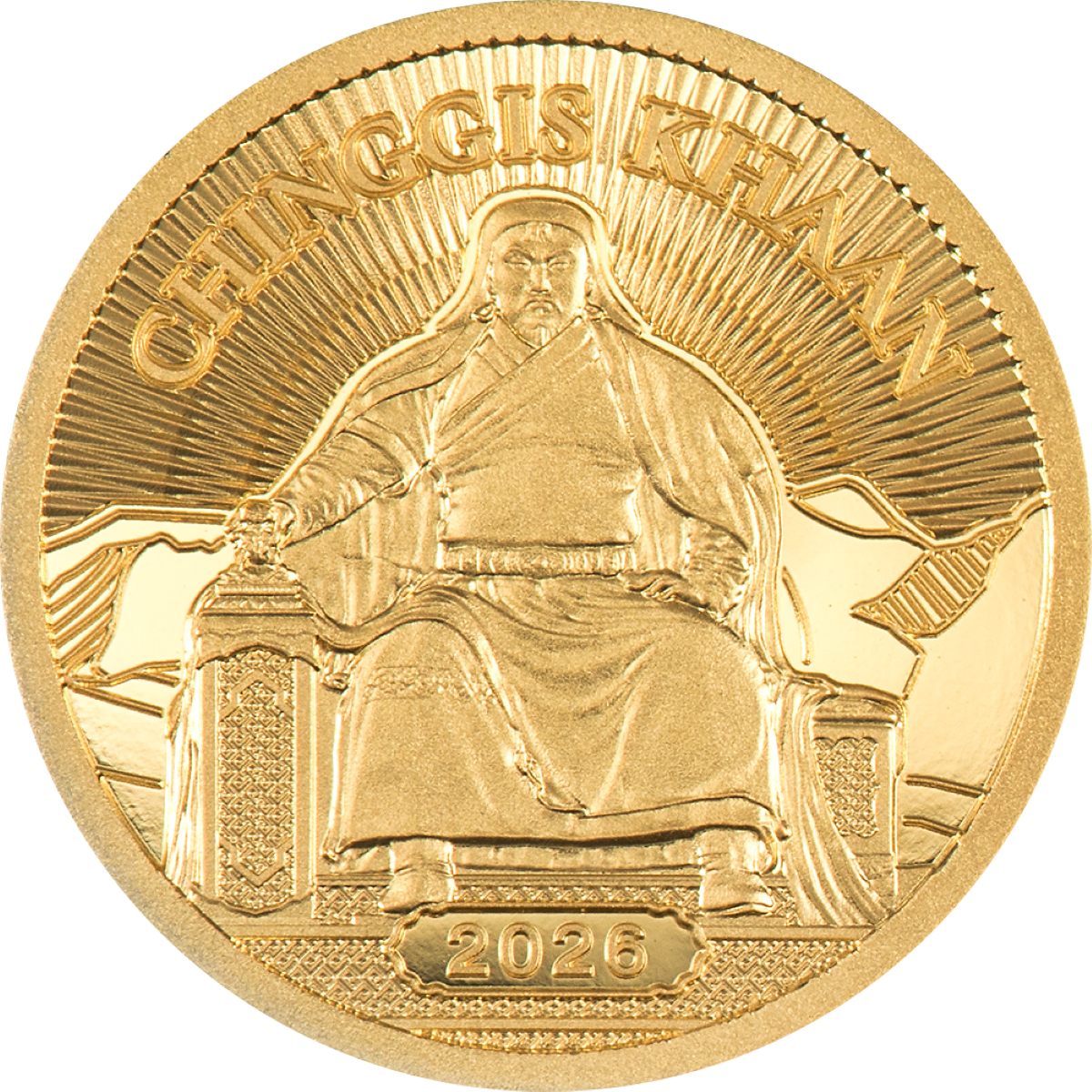 2026 Mongolia Chinggis Khaan 1/2 Gram Gold Proof Coin