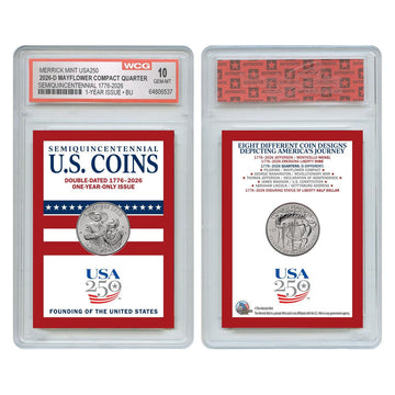 2026-D Mayflower Compact Quarter & Trading Card Collectible WCG GEM MINT 10 America 250 Semiquincentennial