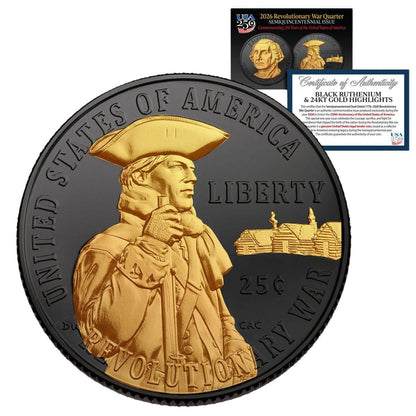 2026 D Revolutionary War Quarter Black Ruthenium & 24K Gold Highlights