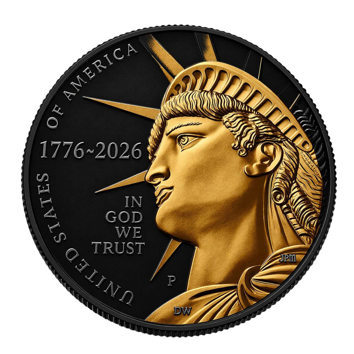2026 Enduring Liberty Half Dollar BU - America 250 - Black Ruthenium with 24K Gold Plated Highlights w/COA - CoinsTV