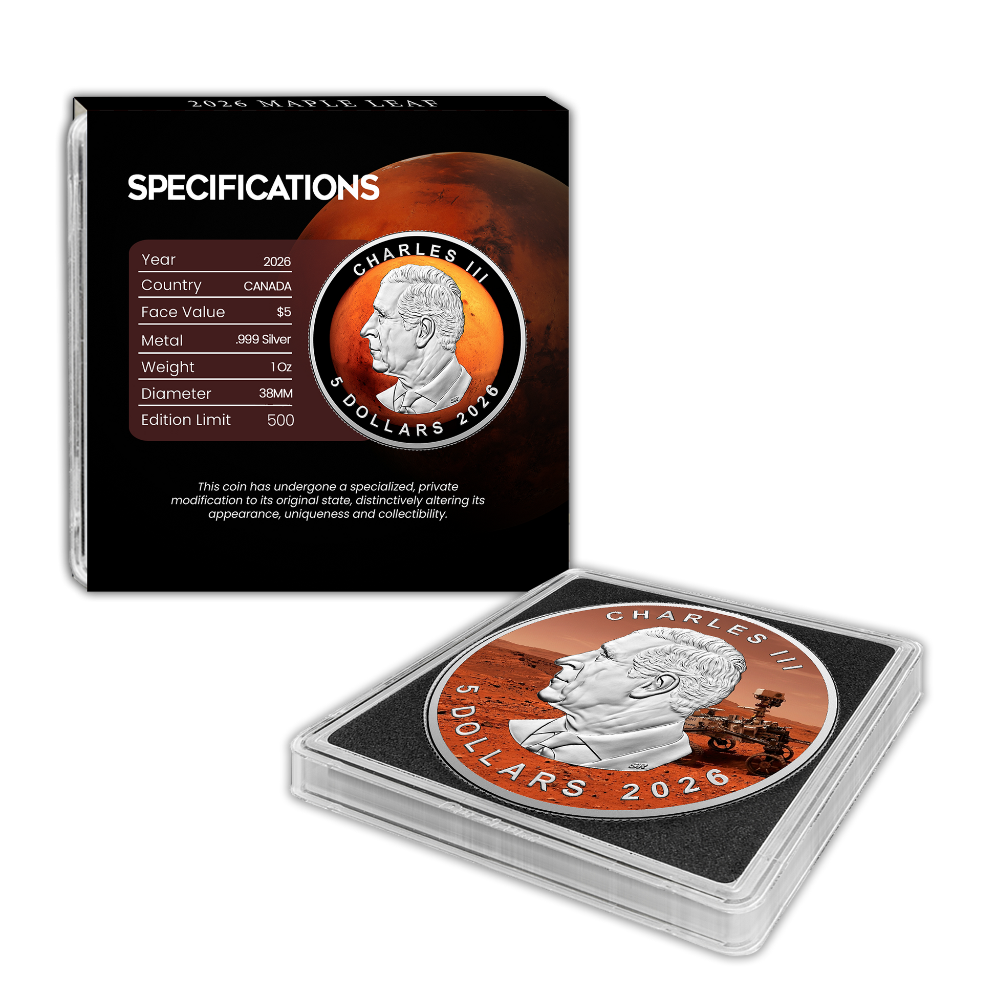 2026 Mars Maple Leaf - Planets of the Solar System Series - CoinsTV