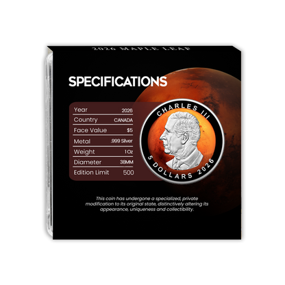 2026 Mars Maple Leaf - Planets of the Solar System Series - CoinsTV
