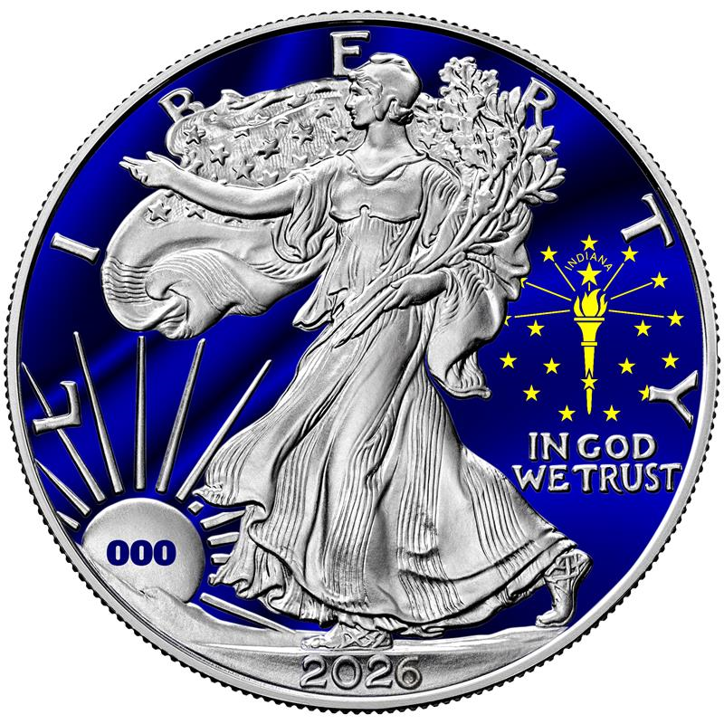 2026 State Flags Silver Eagle - Indiana Limited Edition - CoinsTV