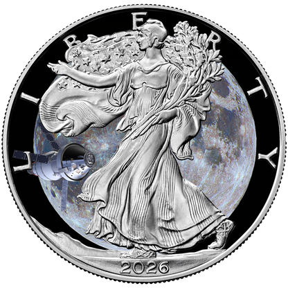 2026 Silver Eagle Artemis II ICG MS70 - First Edition Gold Label