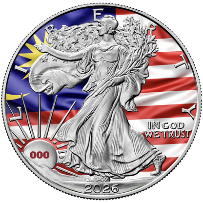 2026 Flags of the World Silver Eagle - Malaysia - First Edition