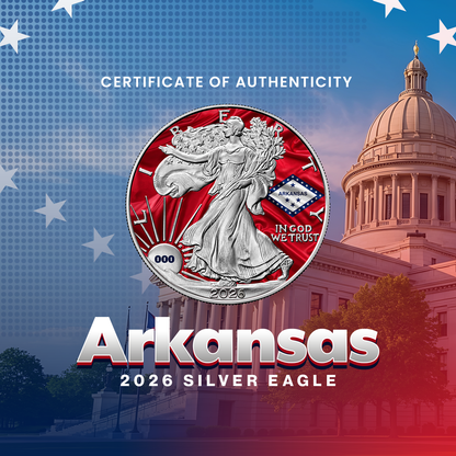 2026 State Flags Silver Eagle - Arkansas Limited Edition
