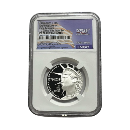 2026-S Enduring Liberty Silver Half Dollar - NGC PF70UCAM ER 250th Label