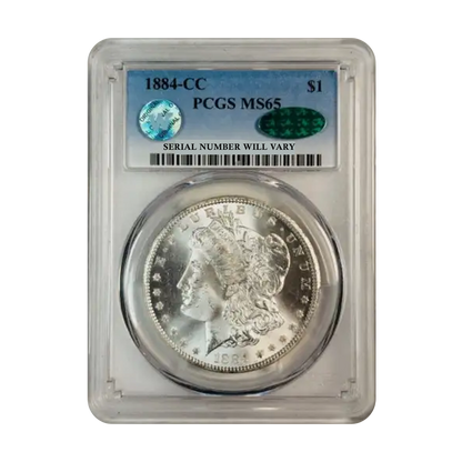 1884-CC Morgan Silver Dollar Carson City - PCGS MS65 CAC Sight White - CoinsTV