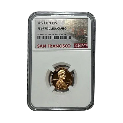 1979-S Lincoln Cent Type 1 & Type 2 Set - San Francisco Label - NGC PF69 RD UCAM