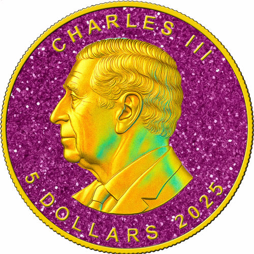 2025 Canada Maple Leaf Holo Pink Topaz Edition 1 oz Silver Coin - CoinsTV