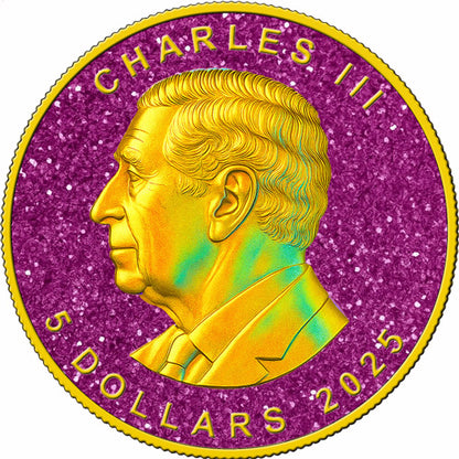 2025 Canada Maple Leaf Holo Pink Topaz Edition 1 oz Silver Coin - CoinsTV
