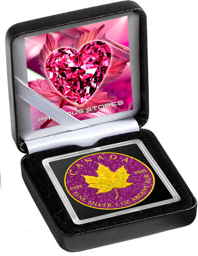 2025 Canada Maple Leaf Holo Pink Topaz Edition 1 oz Silver Coin - CoinsTV