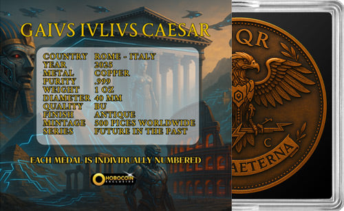 2025 Italy Future in the Past Gaius Iulius Caesar Roma Aeterna - 1 oz Copper Medal - CoinsTV