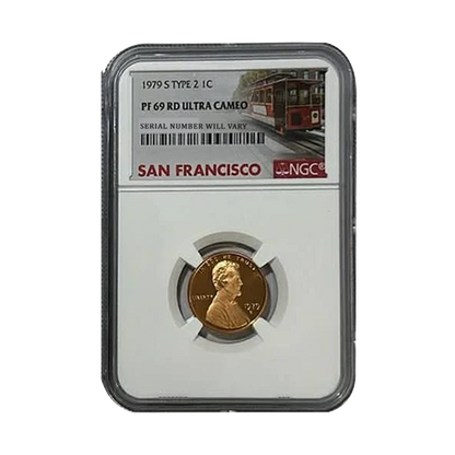 1979-S Lincoln Cent Type 1 & Type 2 Set - San Francisco Label - NGC PF69 RD UCAM