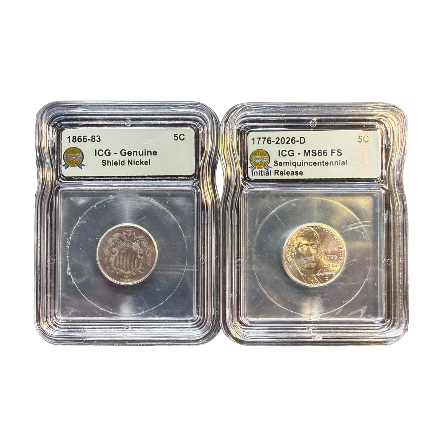 1866-83 & 2026 Nickel 2 coin set: Oldest Nickel and Newest Nickel