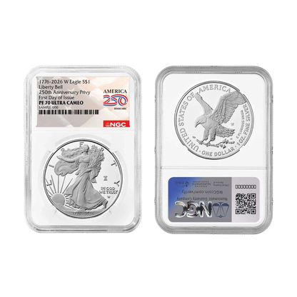 2026-W Silver Eagle Liberty Bell - 250th Anniversary Privy - NGC PF70UC 250th Eagle Label