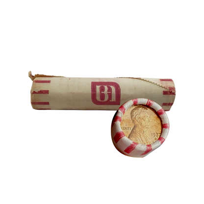 1977-D Lincoln Memorial Cent Uncirculated - Bank-Wrapped Roll - CoinsTV