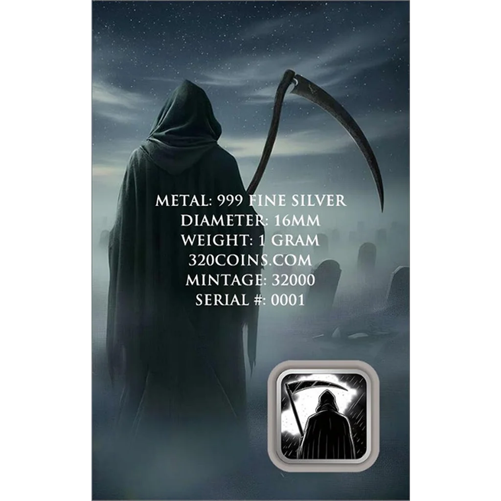Gram Reaper Colorized 1g Silver Bar in Card