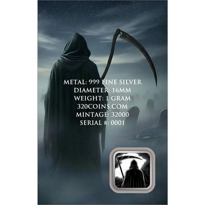 Gram Reaper Colorized 1g Silver Bar in Card