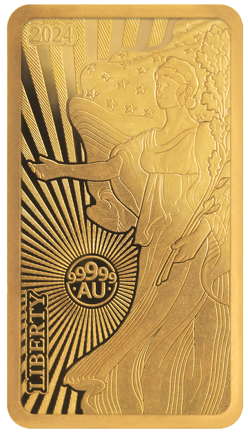 2024 Solomon Islands World's Purest Bullion Lady Liberty 1/100 oz .99999 Gold Bar