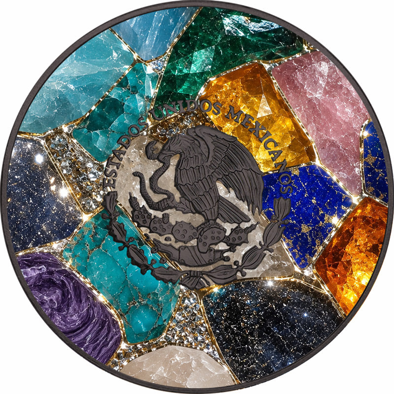 2024 Mexico Libertad Mosaic Precious Gemstones 1 oz Silver Coin