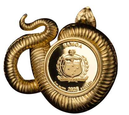 2025 3 oz Silver Snake 3D King Cobra 24K Gold Plating - CoinsTV