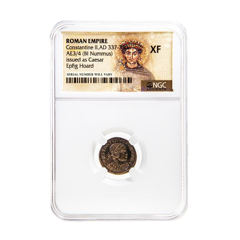 Roman AE of Constantine II (AD 316-340) Epfig Hoard NGC (XF) - CoinsTV
