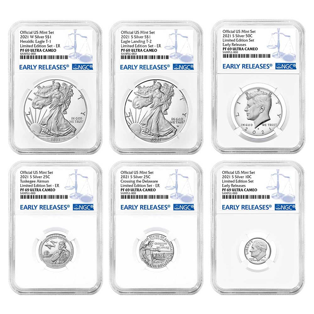 2021 American Eagle Limited Edition Collection 6 pc Set - NGC PF69UC ER Blue Label - CoinsTV