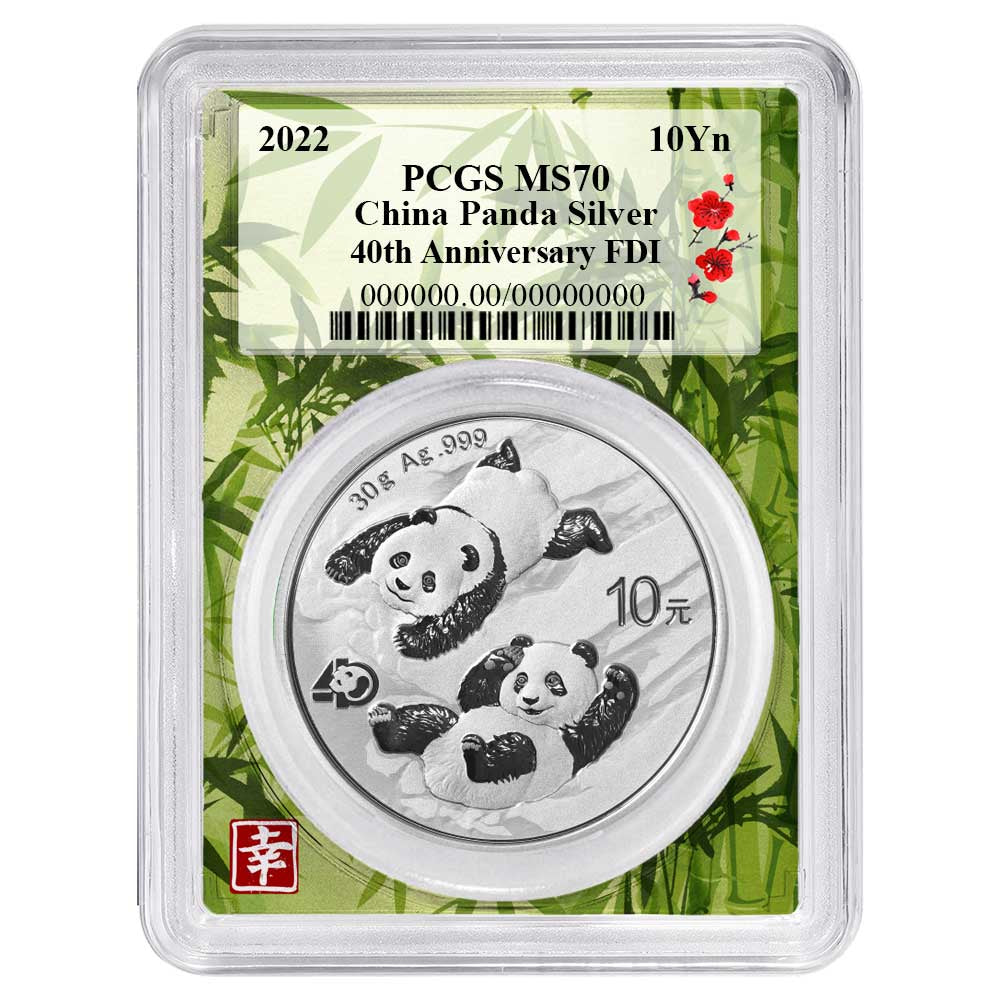 2022 China Panda Silver 40th Anniversary - PCGS MS70 FDOI - CoinsTV