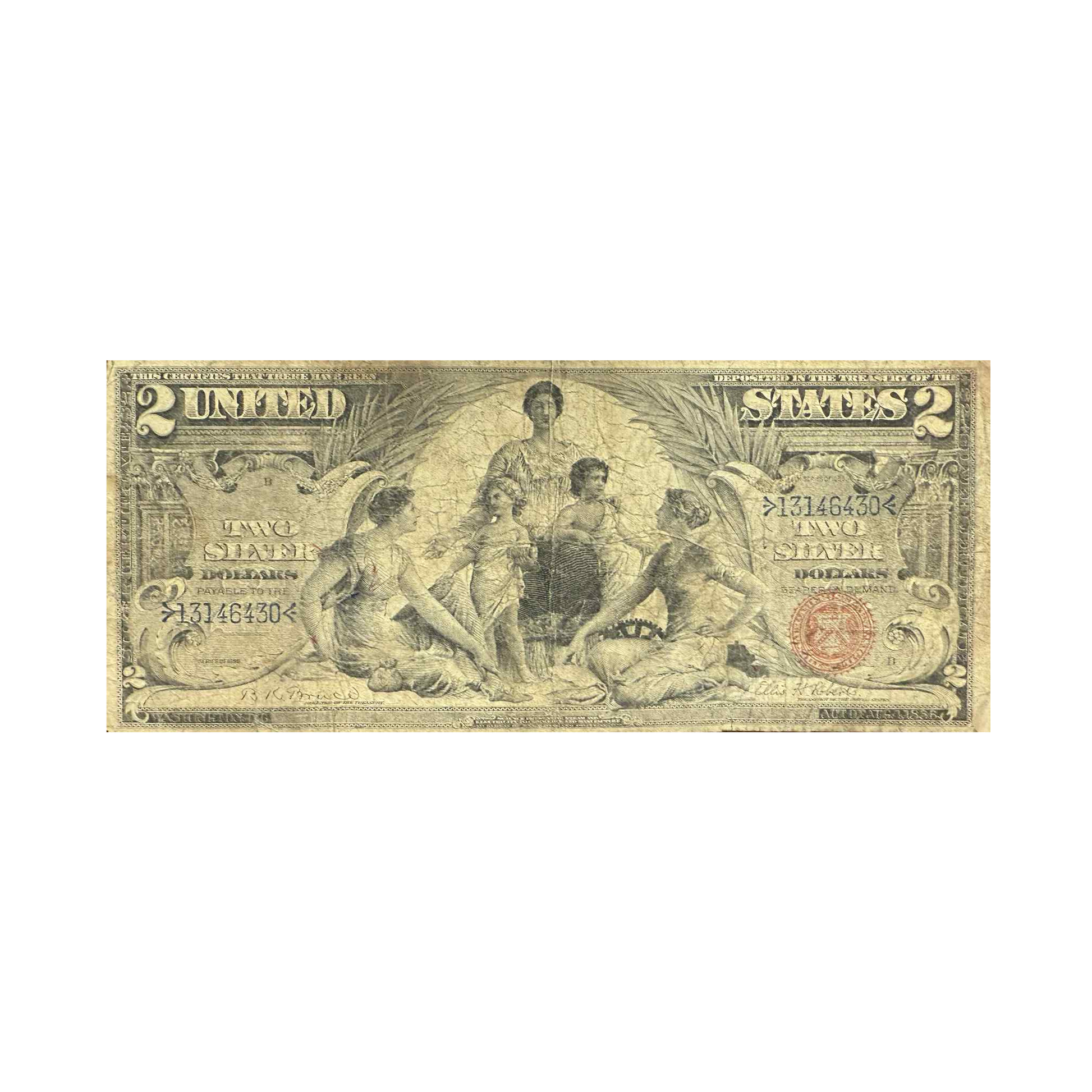 1896 $2 Educational Silver Certificate Note - CoinsTV
