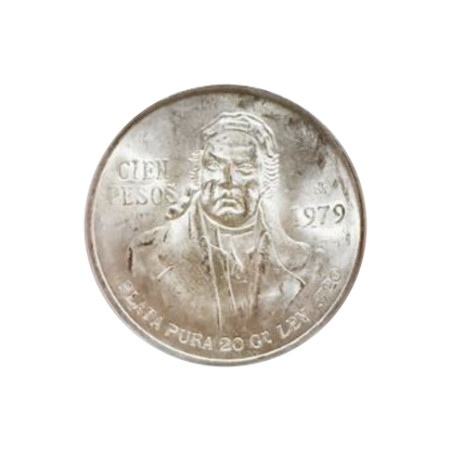 1979-Mo Mexico Cien 100 Pesos Morelos Silver - ICG MS64