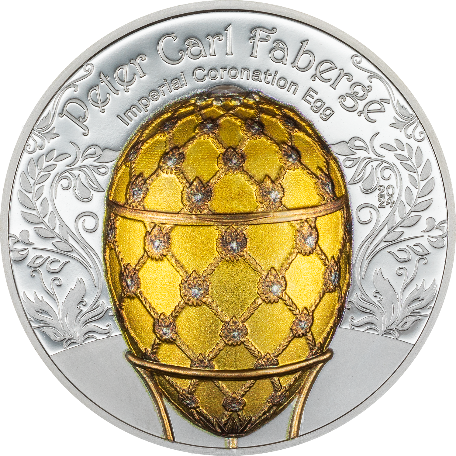 Imperial Fabergé ファベルジェ Eggs Coin 純銀 レア 2024 Mongolia Faberge Imperial Coronation Egg 2 oz Silver