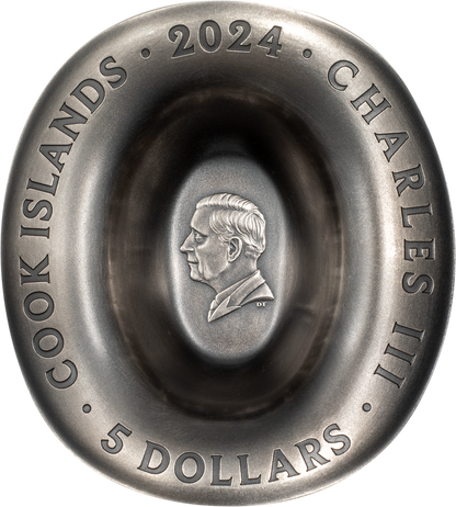 2024 Cook Islands Cowboy Hat Shaped 3D 1 oz Silver Coin