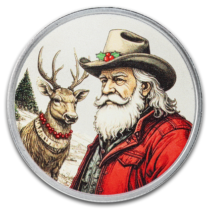 Western Santa Colorized - 1 oz Silver Coin - CoinsTV